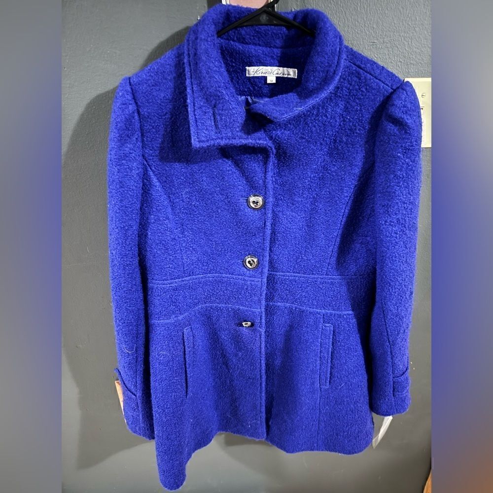 Kenneth Cole Wool Blend Peplum Peacoat Royal Blue NWT Women's Size 14